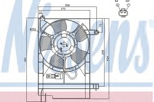 Вентилятор радіатора CHEVROLET AVEO 1.5 (вир-во Nissens)  арт. 85062