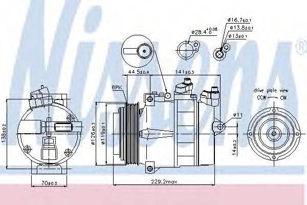 компресор кондиціонера MERCEDES SPRINTER 95-06 (Nissens)  арт. 89022