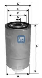 Фільтр паливний FIAT DUCATO 1.9-2.8 D, TD -02, BRAVO 1.9 TD -99 (вир-во UFI)  арт. 2435101