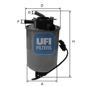 Фільтр паливний NISSAN NAVARA, PATHFINDER 3.0 DCI 10- (вир-во UFI)  арт. 2401801
