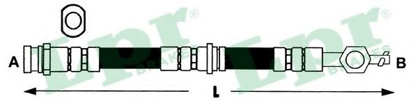 Шланг гальмівний TOYOTA AVENSIS (T25), COROLLA (E12J, E12T) передн. прав. (вир-во LPR)  арт. 6T48097