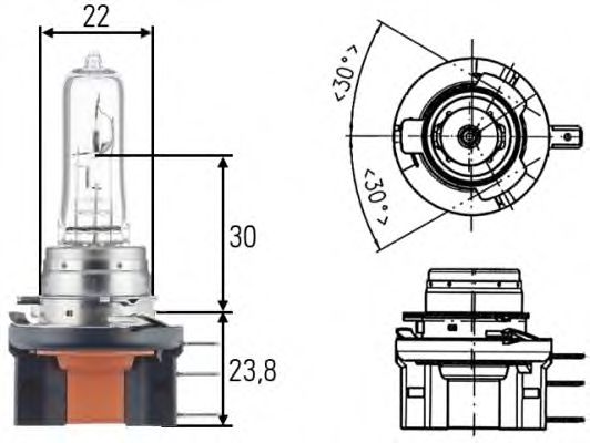 лампа розжарювання, H15, 55/15W 12V  арт. 8GJ168119001