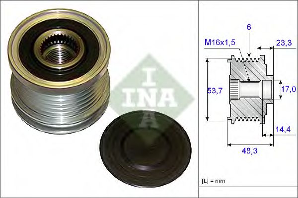 Шків генератора з обгінною муфтою (Вир-во INA)  арт. 535020410