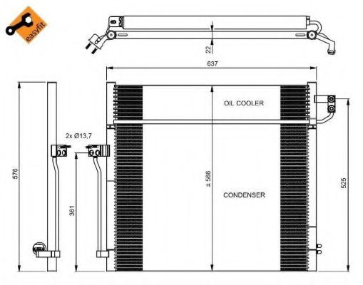 Конденсатор кондиціонера MERCEDES GLML-Series 11- (вир-во NRF) NISSENS арт. 350080