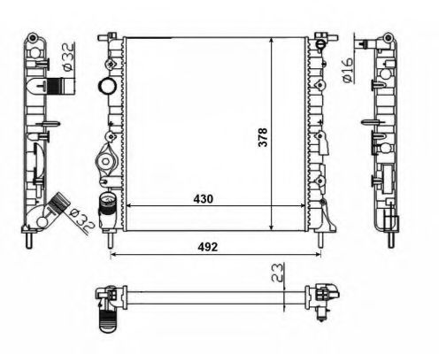 Радіатор охолодження двигуна DACIA Logan 04- (вир-во NRF) ASAM арт. 58023