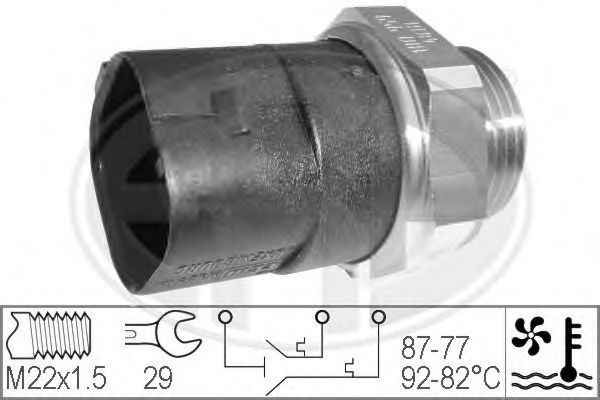 Термовимикач, вентилятор радіатора (вир-во ERA) TOPRAN арт. 330283
