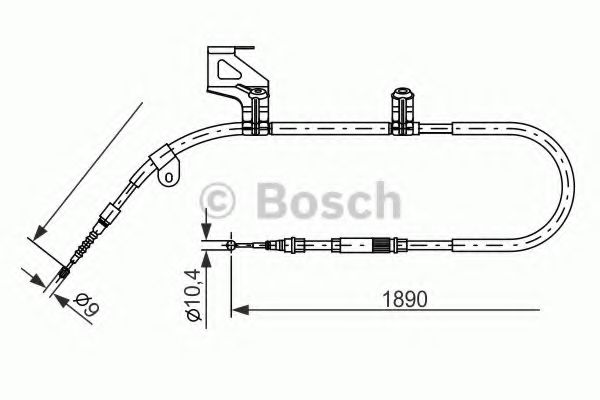 Трос ручного гальма Volkswagen PASSAT (B5, 3B2) задній лівий (вир-во Bosch)  арт. 1987477803