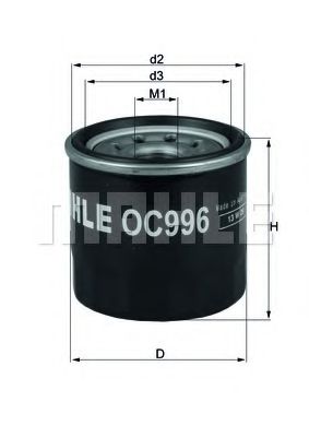 Фільтр масляний двигуна CHEVROLET AVEO (T250, T255) 1.2 (вир-во Knecht-Mahle)  арт. OC996