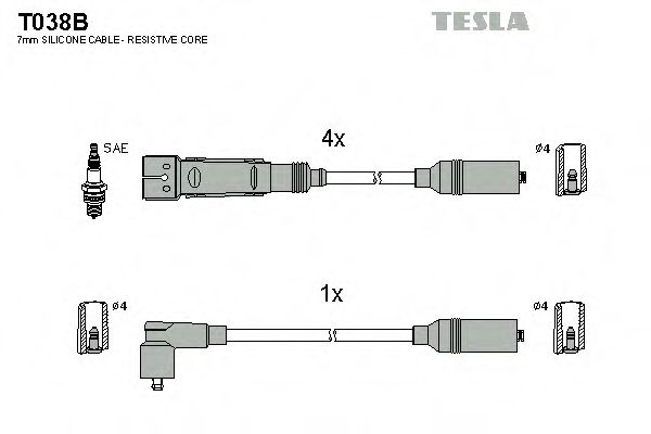 Комплект кабелів високовольтних  арт. T038B