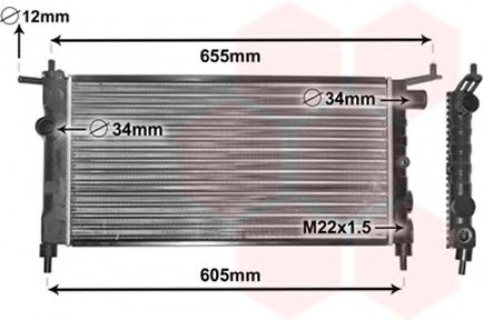 Радіатор охолодження двигуна CORSA B/COMBO 1.2/1.4/1.6 (Van Wezel) NRF арт. 37002183