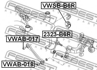 Сайлентблок важеля AUDI A1, SEAT LEON, VW GOLF 03 - задн. міст із двох сторін (Вир-во FEBEST)  арт. VWAB018