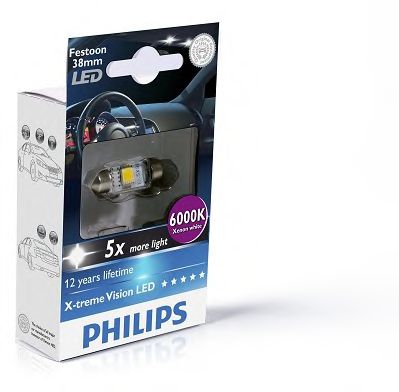 Лампа допоможуть. освітлення T10,5x38 12V SV8.5-8 (10,5x38) BlueVision LED 6 000 K(вир-во Philips)  арт. 128596000KX1