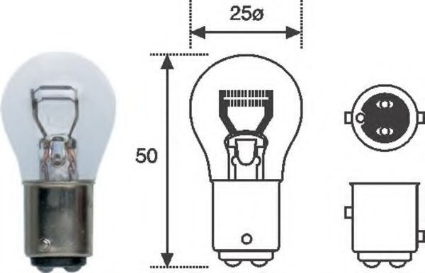 Лампа розжарювання P21/5W 12V BAY15d (вир-во Magneti Marelli) BOSCH арт. 008528100000