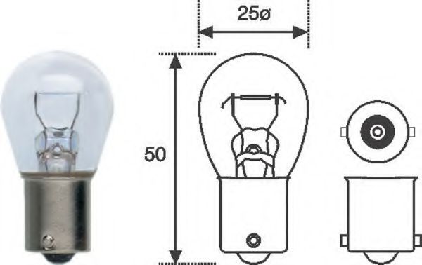 Лампа розжарювання P21W 12V 21W BA15d (вир-во Magneti Marelli) PHILIPS арт. 008506100000